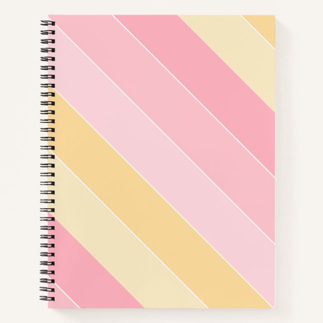 Carnet Moderne Modèle Tendance Élégant Rayures Pastel (Devant)