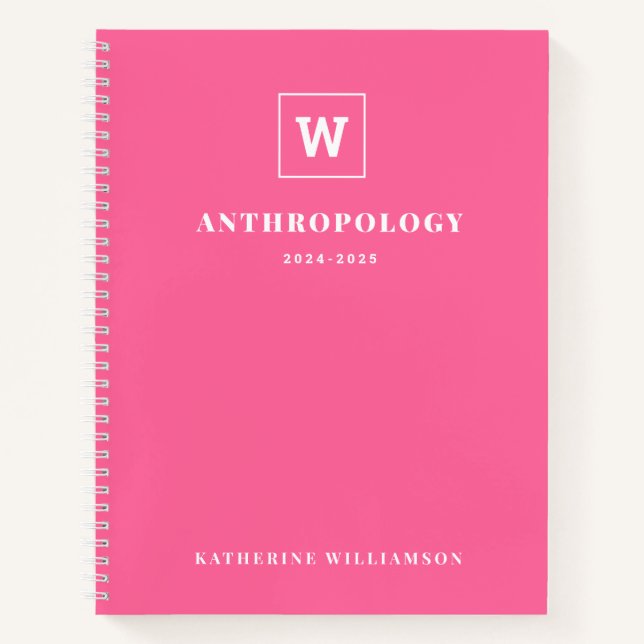 Carnet Moderne Monogramme École Sujet Étudiant Nom person (Devant)