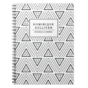 Carnet moderne noir et blanc de motif de triangles