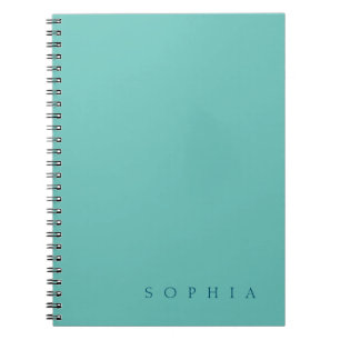 Carnet Moderne Nom Personnalisé Bleu et Sarcelle