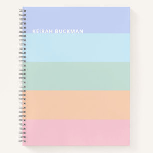 Carnet Moderne Pastel Rainbow Stripes Nom Bloc-notes
