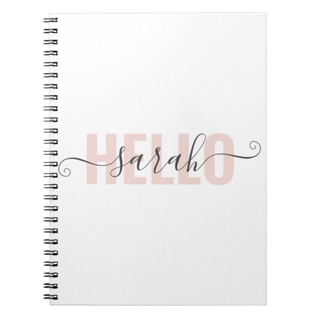 Carnet Moderne Pastel Rose Beauté Bonjour Et Votre Nom (Devant)