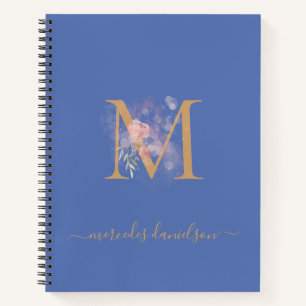 Carnet Moderne Périwinkle Blush Floral Or Monogramme