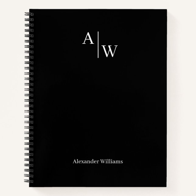 Carnet Moderne Professionnel 2 Monogramme Initial De Base (Devant)