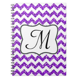 Carnet Moderne Purple Chevron Monogramme Note initiale