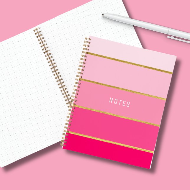 Carnet Moderne rose & or tendance (Colorful pink & gold ombre notebook perfect for modern colorful girls stationery.)