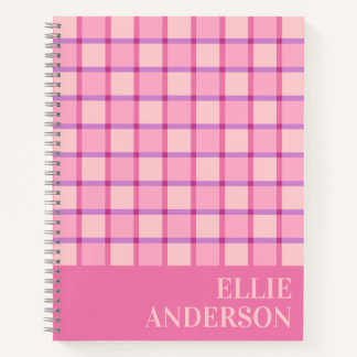 Carnet Moderne Rose Violet Personnalisé à carreaux