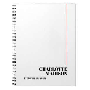 Carnet Moderne Simple Noir Blanc Tendance Minimaliste Uni