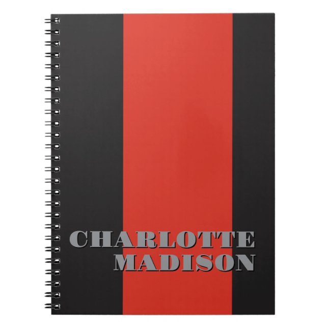 Carnet Moderne Simple Noir Rouge Tendance Minimaliste Uni (Devant)