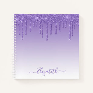 Carnet Moderne tendance style script paillettes violettes