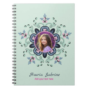 Carnet Moderne turquoise rose floral Mandala Doodles Phot