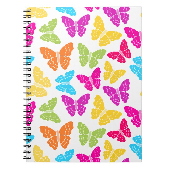 Carnet Moderne Vibrant Arc-en-ciel Butterfly mûre Motif (Devant)