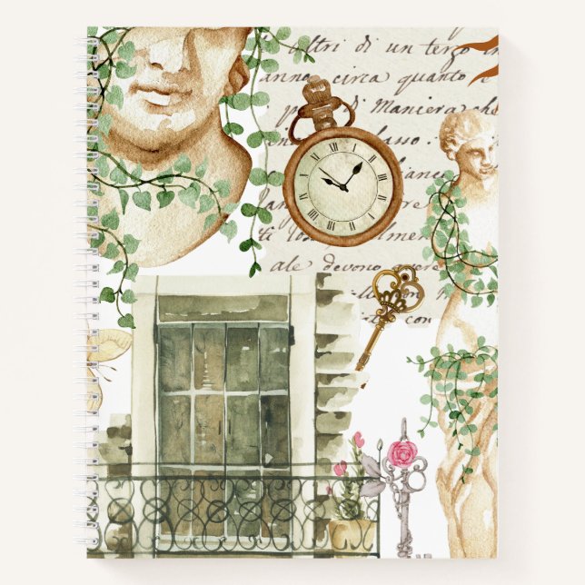 Carnet Moderne vintage aquarelle peinture grecque (Devant)