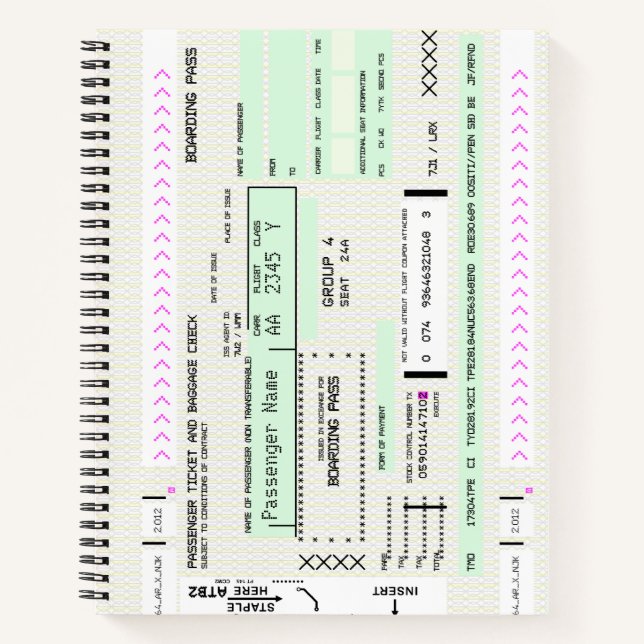 Carnet Modifier cette carte d'embarquement d'aviation (Devant)