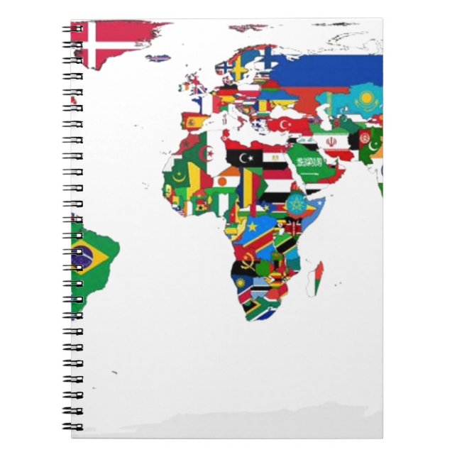 Carnet Monde pendant - carte des drapeaux du monde (Devant)