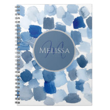 Carnet Monogram Blue Abstrait Watercolor