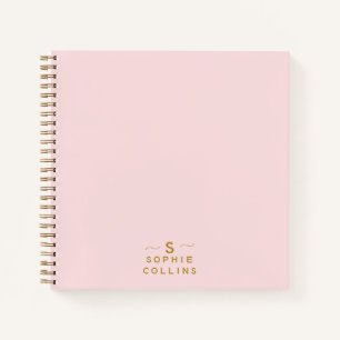 Carnet Monogram Blush Pink Gold Minimalist Nom élégant