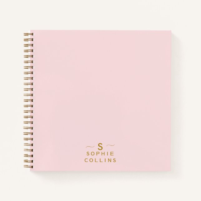 Carnet Monogram Blush Pink Gold Minimalist Nom élégant (Devant)