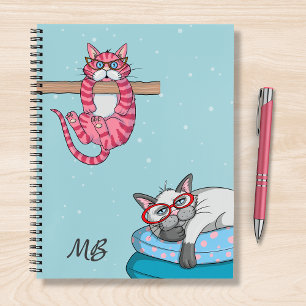 Carnet Monogram Funny Whimsical Chats tendance moderne