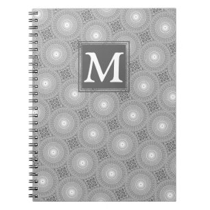 Carnet Monogram grey circles pattern