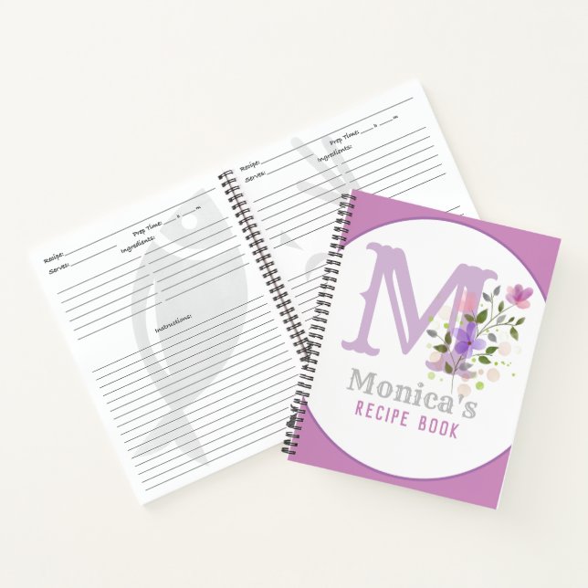 Carnet Monogram & Nom with Flowers (Intérieur)