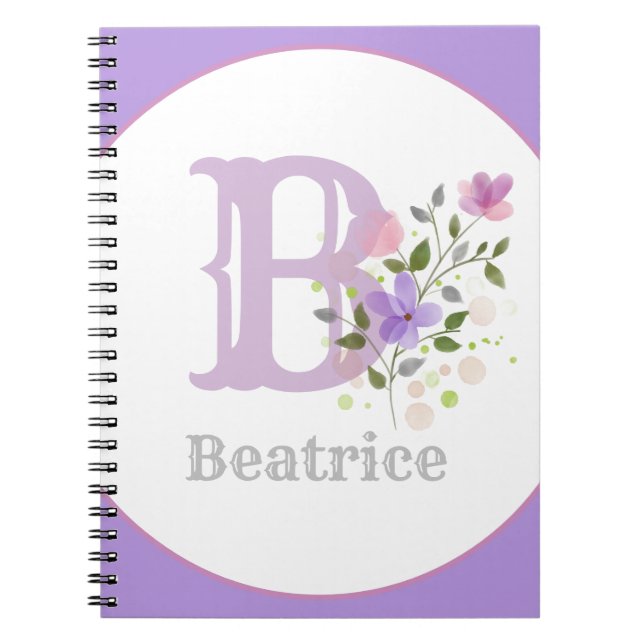 Carnet Monogram & Nom with Flowers (Devant)
