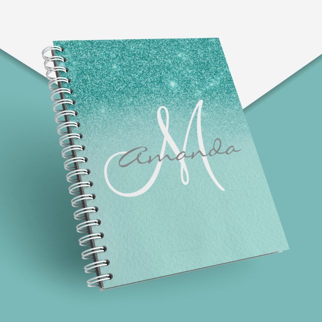 Carnet Monogram Personalized Turquoise Ombre Gift (Créateur téléchargé)
