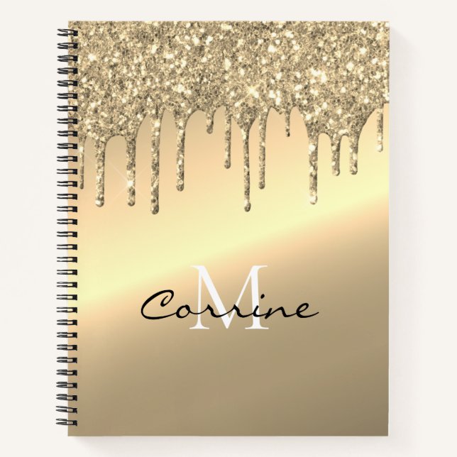 Carnet Monogramme 14K Antiqu Gold Dripping Parties scinti (Devant)
