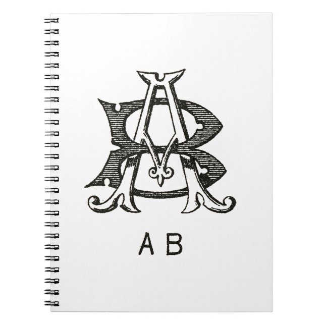 Carnet Monogramme A et B, Couple Initial A et B, Mariage (Devant)