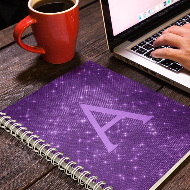Carnet Monogramme à étincelle violette et initiale (Créateur téléchargé)