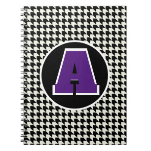 Carnet monogrammé à motif pied-de-poule
