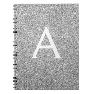 Carnet Monogramme à Parties scintillant argenté gr