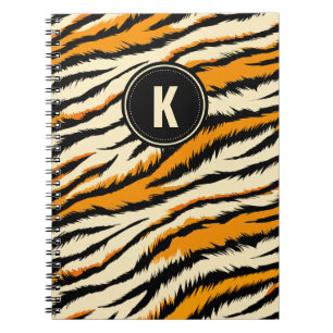 Carnet Monogramme à rayures de tigre noir et orange