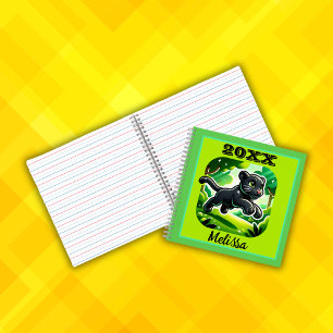 Carnet Monogramme avec cub panthère noir et vert  