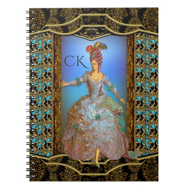 Carnet Monogramme baroque chic de plaisir français (Devant)