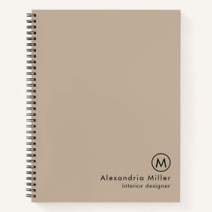 Carnet Monogramme beige minimaliste moderne