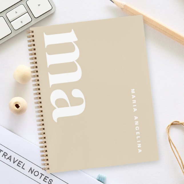 Carnet Monogramme beige simple (Créateur téléchargé)