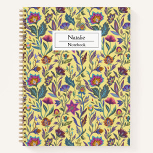 Carnet Monogramme Belle fleur féminine motif Jaune