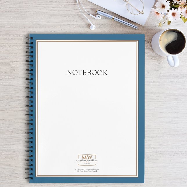 Carnet Monogramme blanc bleu simple (Créateur téléchargé)