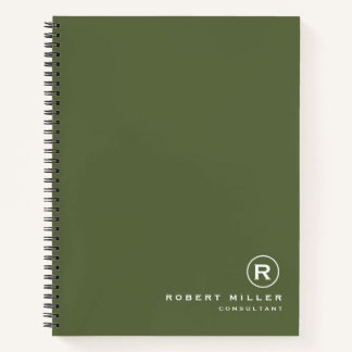 Carnet Monogramme blanc et olive customisé initial