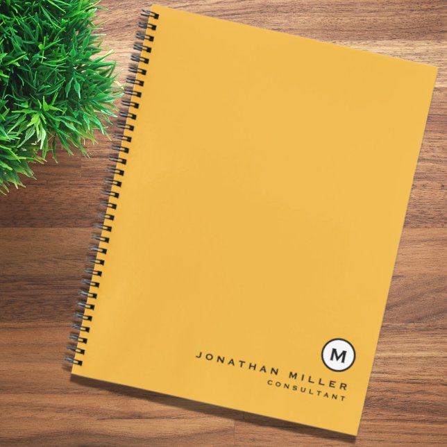 Carnet Monogramme blanc jaune professionnel (Créateur téléchargé)