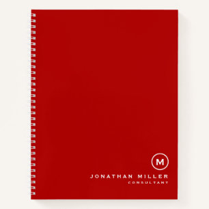 Carnet Monogramme blanc rouge professionnel