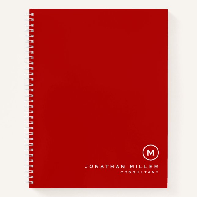 Carnet Monogramme blanc rouge professionnel (Devant)