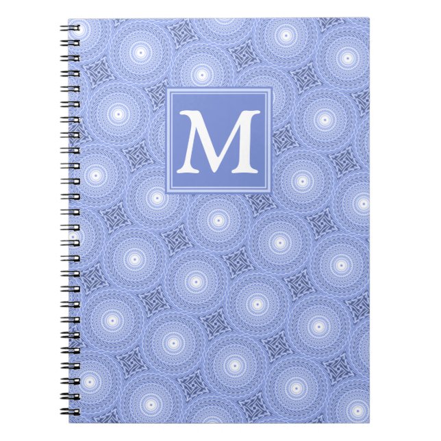 Carnet Monogramme bleu cercles motif (Devant)