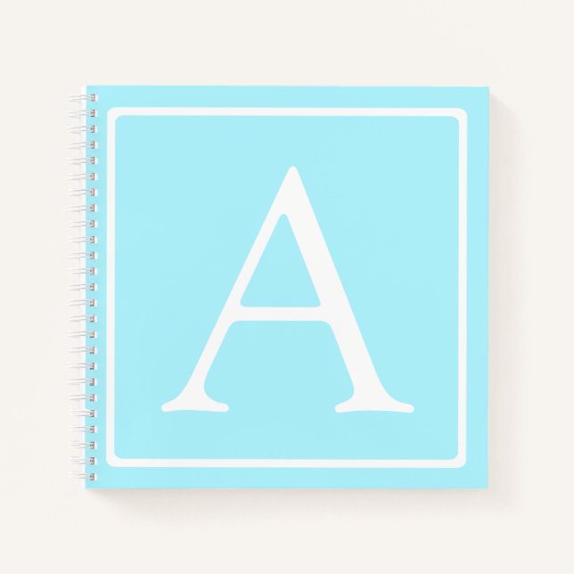 Carnet Monogramme bleu ciel simple (Devant)