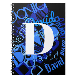 Carnet Monogramme bleu créatif