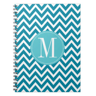 Carnet Monogramme bleu de coutume de Chevron