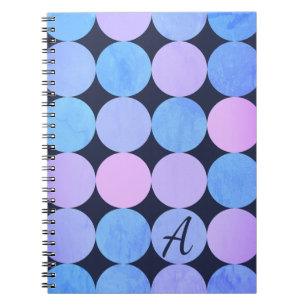Carnet Monogramme bleu pourpre et rose des cercles
