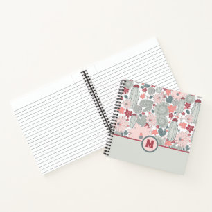Carnet Monogramme Cactus Monnaie rose Succulents Fleurs