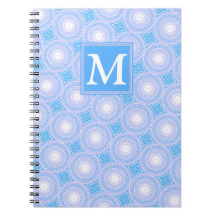 Carnet Monogramme Cercles bleu électrique motif